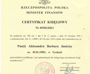 Certyfikat Księgowy